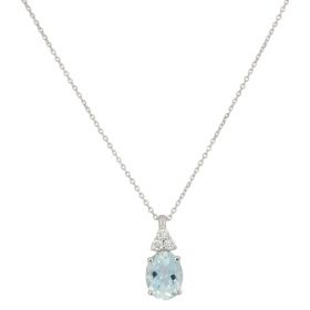 White gold necklace with three diamonds and aquamarine | Gioiello Italiano