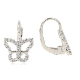 18kt white gold butterfly earrings with cubic zirconia | Gioiello Italiano