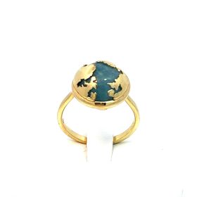 WE ring in 14k yellow gold with milk aquamarine | Gioiello Italiano