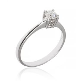 White gold solitaire ring with diamond | Gioiello Italiano