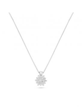 Girocollo in oro bianco 18kt con pendente esagonale e diamanti | Gioiello Italiano