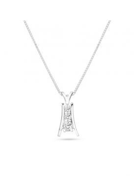 Trilogy necklace in 18kt white gold with diamonds | Gioiello Italiano