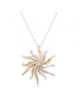 18kt white and pink gold Sole necklace with diamonds | Gioiello Italiano