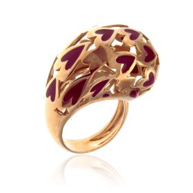 Pink gold plated silver ring with burgundy varnish | Gioiello Italiano