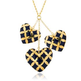 Yellow gold plated silver necklace with three pendants | Gioiello Italiano