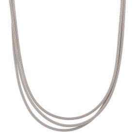 Silver mesh three strings necklace | Gioiello Italiano