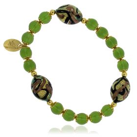 Bracelet with green Murano glass pearls | Gioiello Italiano
