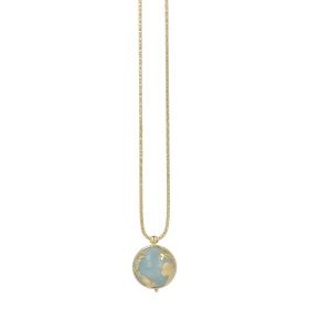 "WE" necklace in 14kt yellow gold with aquamarine milk | Gioiello Italiano