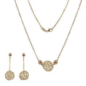 14kt yellow and pink gold set with knurled wire spheres | Gioiello Italiano