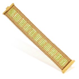 Bracciale in argento placcato oro giallo con perline-Verde | Gioiello Italiano