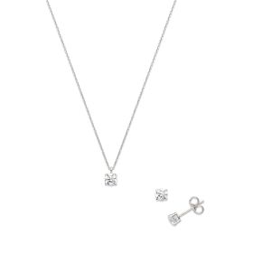 14k white gold necklace and earrings with cubic zirconia | Gioiello Italiano