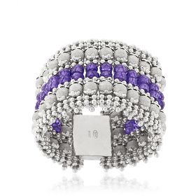 Silver ring with purple beads | Gioiello Italiano