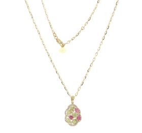 14kt yellow gold necklace with ruby roots and sapphire roots | Gioiello Italiano