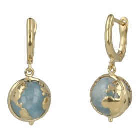 "WE" earrings in 14kt yellow gold with aquamarine milk | Gioiello Italiano