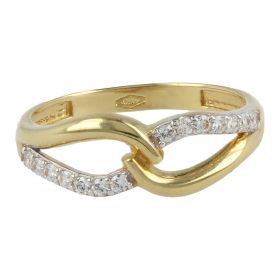18kt yellow gold ring with white cubic zircons | Gioiello Italiano
