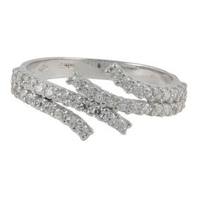 18kt white gold ring with cubic zircons | Gioiello Italiano