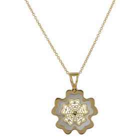 18kt yellow and white gold flower pendant necklace | Gioiello Italiano