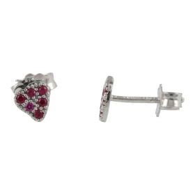 "Strawberry" earrings in white gold with red zircons | Gioiello Italiano