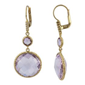 18kt yellow gold earrings with amethysts and cubic zircons | Gioiello Italiano