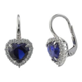 Heart earrings in 18kt white gold and coloured zircons | Gioiello Italiano