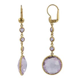 Drop earrings with amethysts in 18kt yellow gold | Gioiello Italiano