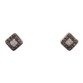 18kt white gold earrings with brown and white zircons | Gioiello Italiano