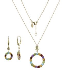 14kt yellow gold set with circles and natural stones | Gioiello Italiano