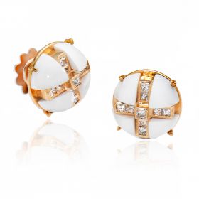 18kt rose gold earrings with agate and diamonds | Gioiello Italiano