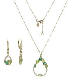 14kt gold jewellery set with natural stones and zircons | Gioiello Italiano