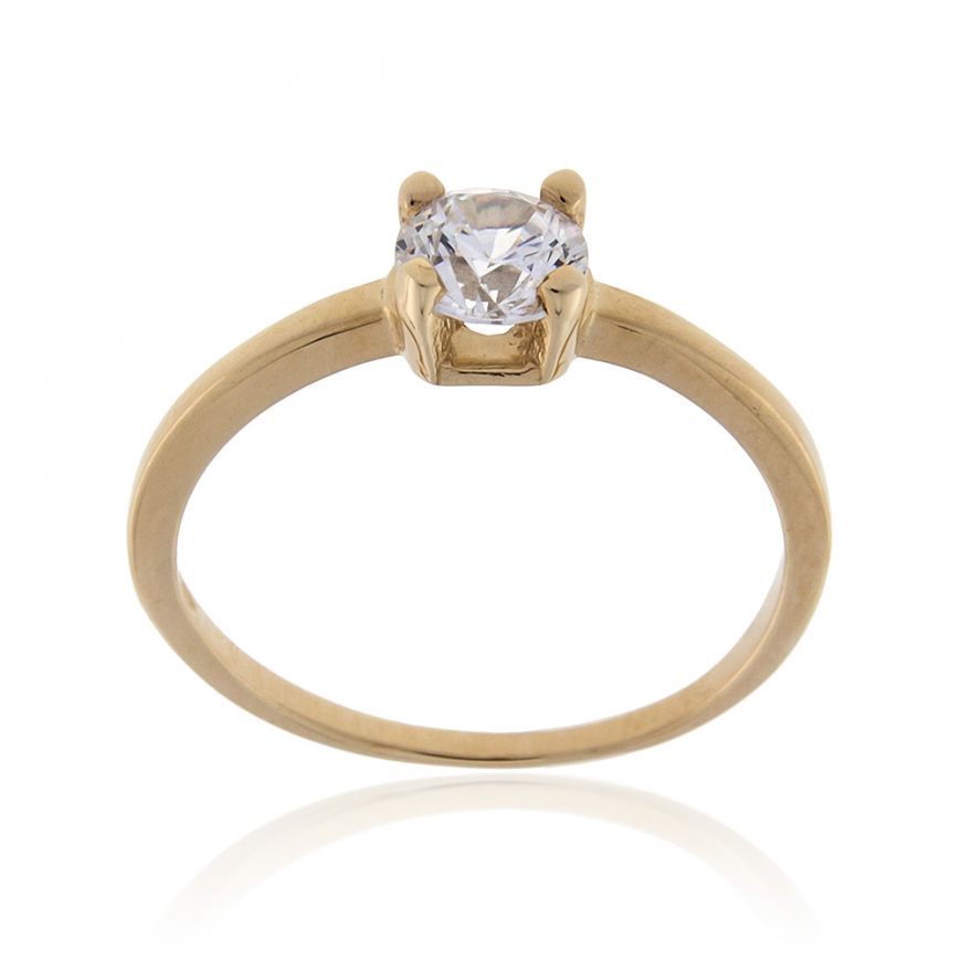 14kt yellow gold solitaire ring with cubic zirconia | Gioiello Italiano