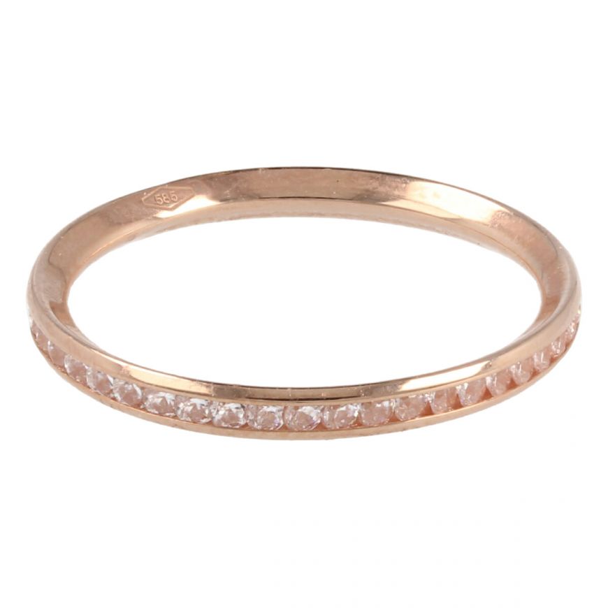 Thin eternity ring in rose gold and zircons | Gioiello Italiano