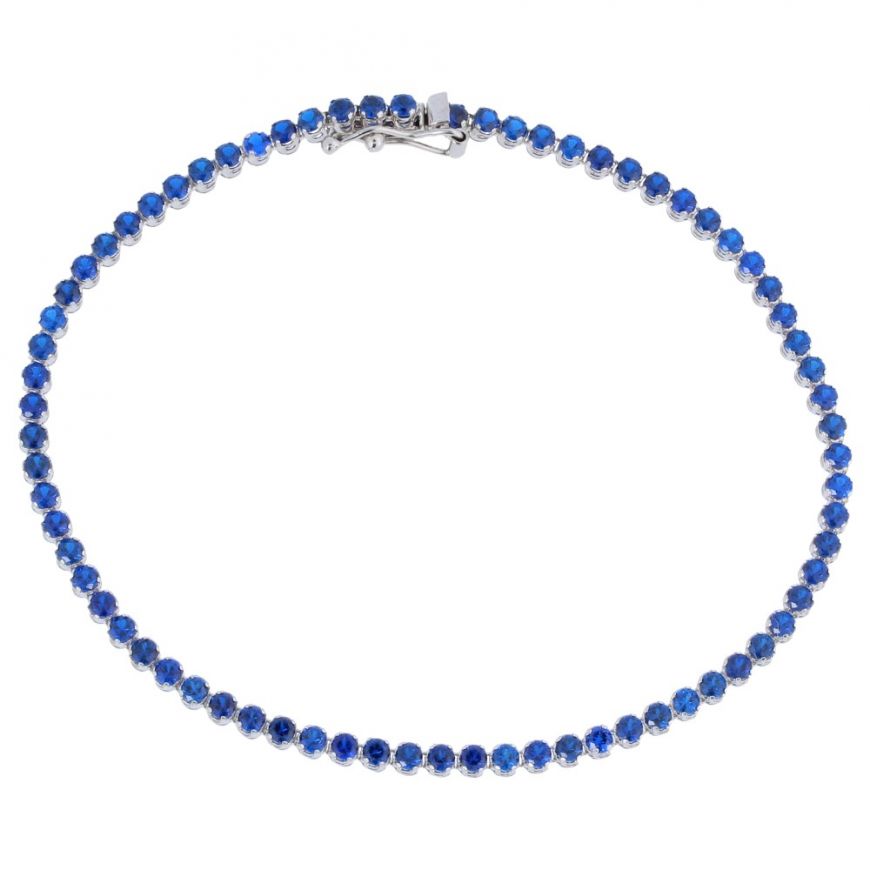 14kt gold tennis bracelet with blue cubic zirconia | Gioiello Italiano