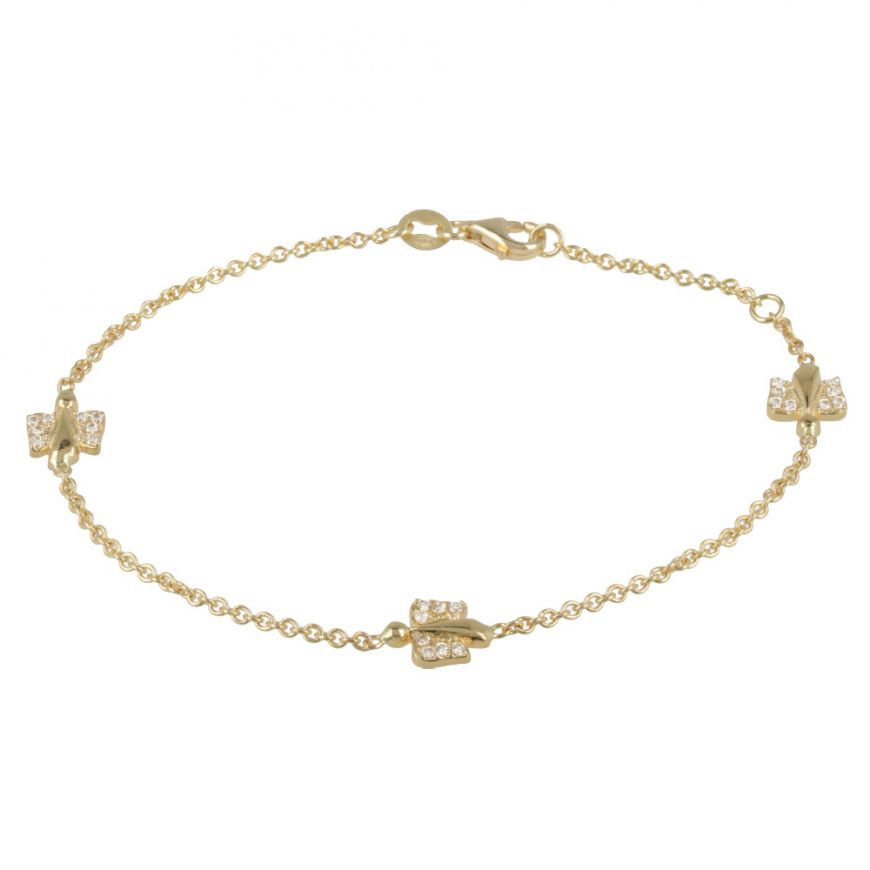 Bracelet with angels in yellow gold and zircons | Gioiello Italiano