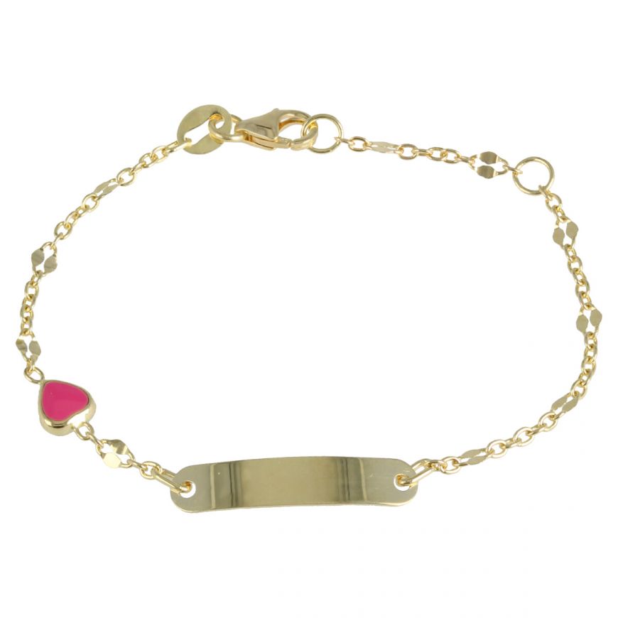 Yellow gold bracelet with pink heart | Gioiello Italiano