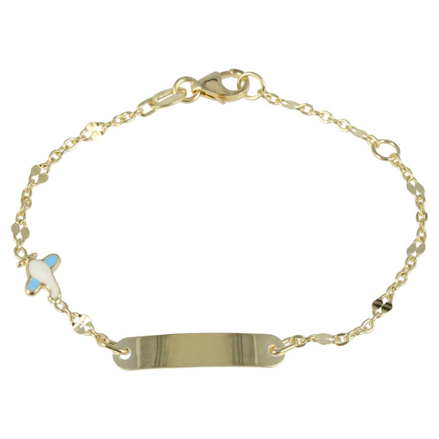 Bracelet in 14kt yellow gold with enameled airplane | Gioiello Italiano