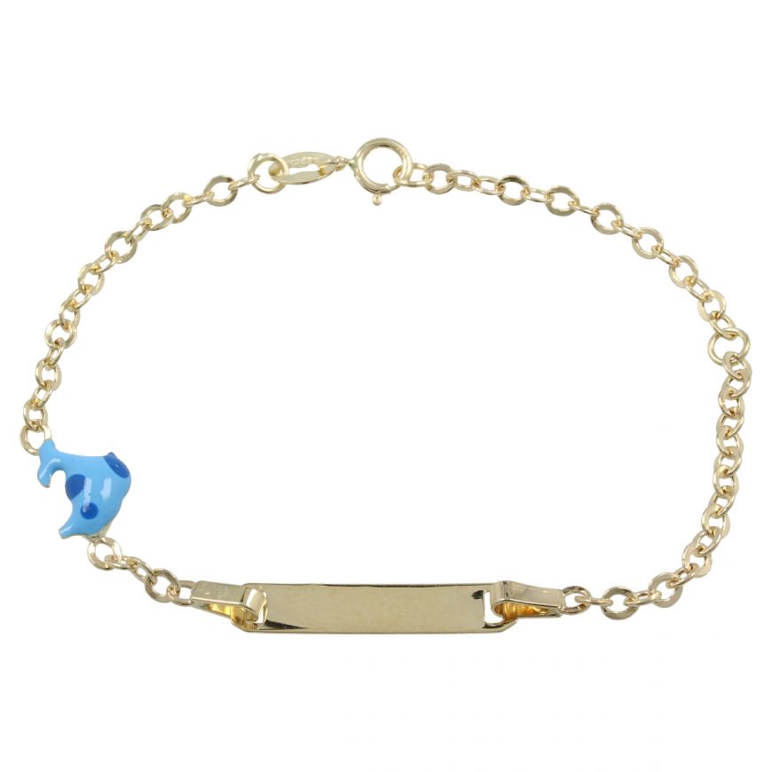 Yellow gold bracelet with nameplate and dolphin  | Gioiello Italiano