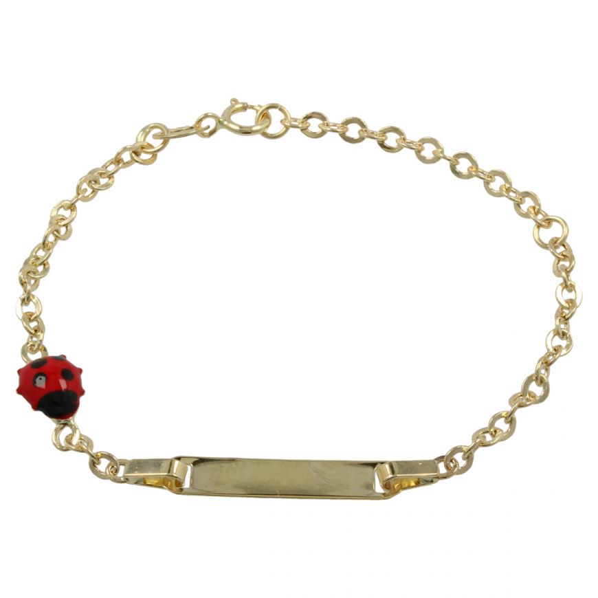Yellow gold enamelled ladybug bracelet | Gioiello Italiano