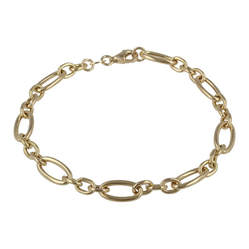 14kt gold empty figaro-type bracelet | Gioiello Italiano