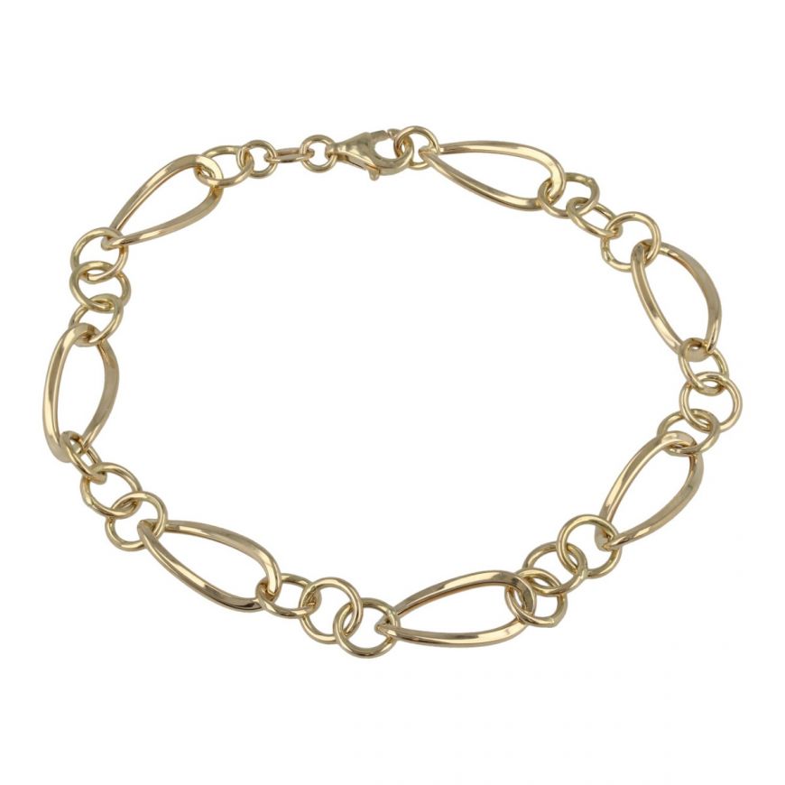 Lightweight 14kt gold figaro-style bracelet | Gioiello Italiano