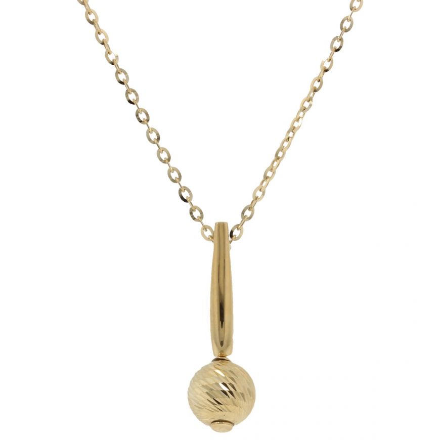 14kt gold diamond-cut ball necklace | Gioiello Italiano