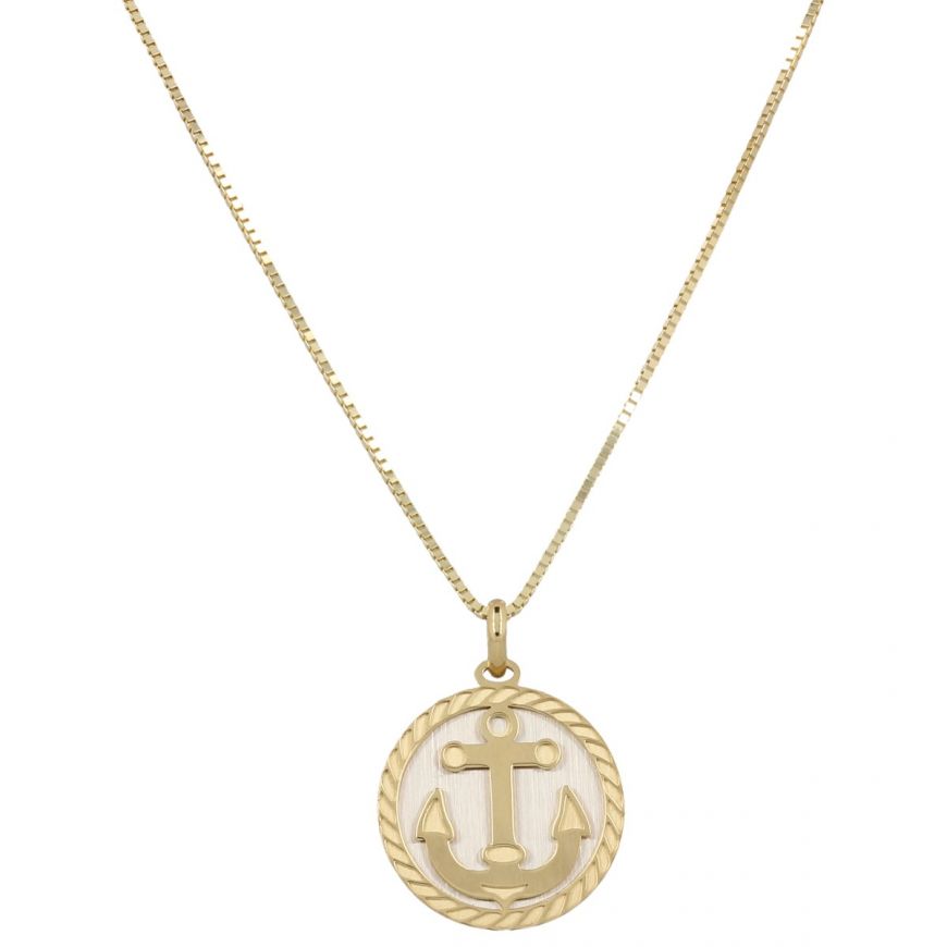 "Anchor" necklace in 14kt yellow and white gold | Gioiello Italiano