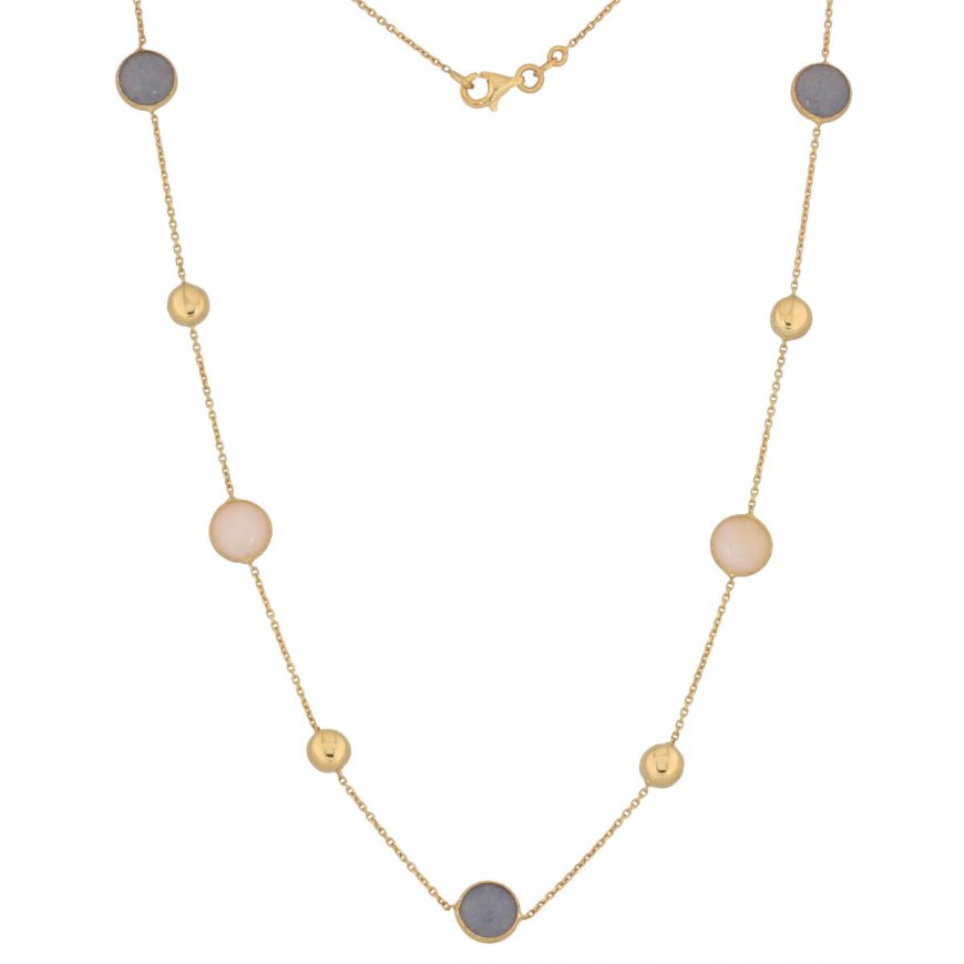 Gold necklace with aventurine and pink opal | Gioiello Italiano