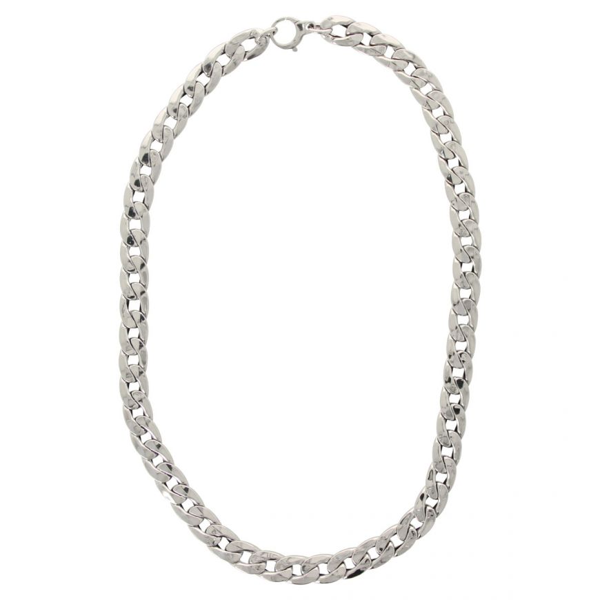 14kt white gold cuban link necklace | Gioiello Italiano