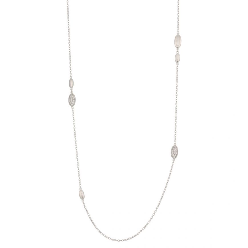 Long necklace in white gold with zircons | Gioiello Italiano