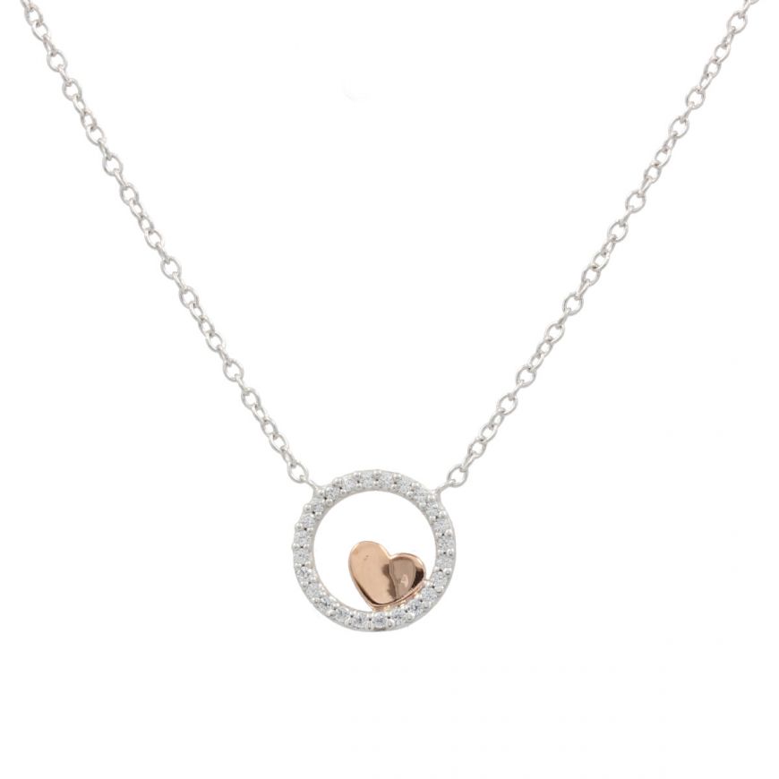 Gold necklace with circle pendant and heart | Gioiello Italiano