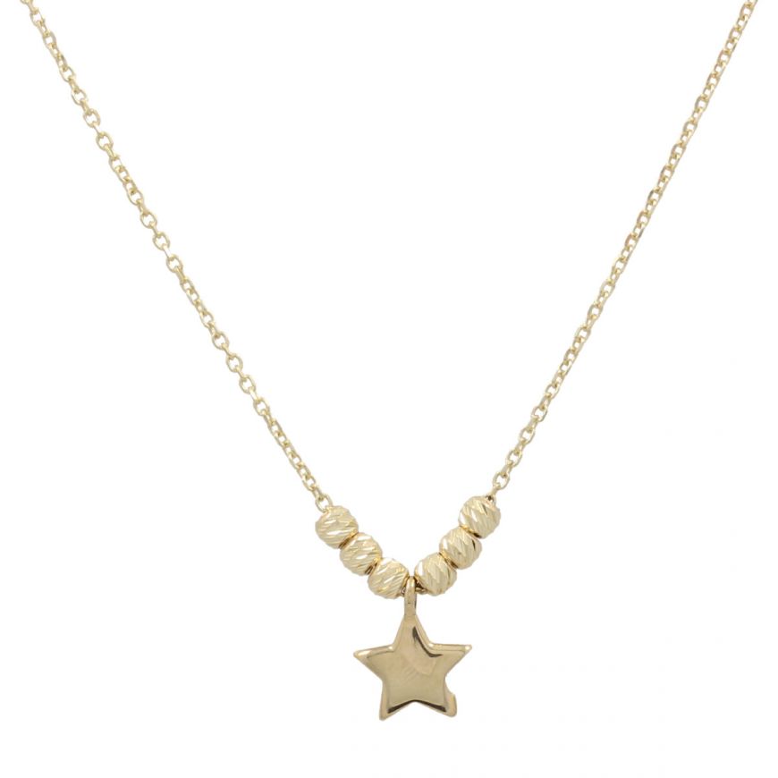 Yellow gold star and bead necklace | Gioiello Italiano