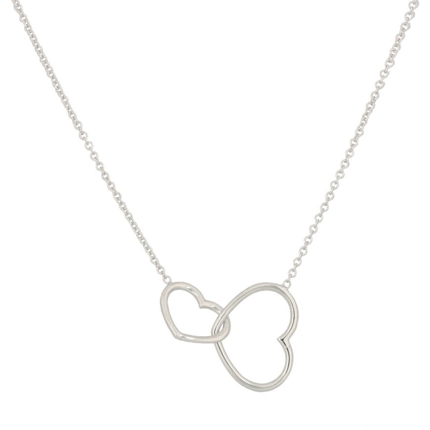 "Two Hearts" necklace in white gold | Gioiello Italiano