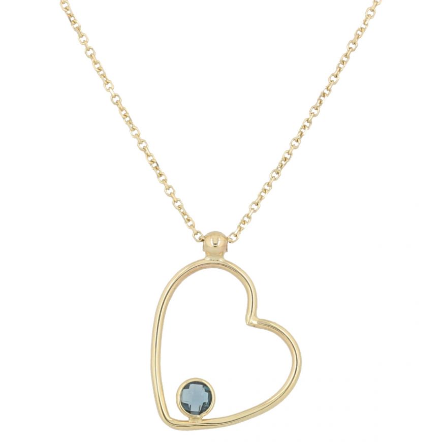 Yellow gold heart necklace with natural stones | Gioiello Italiano
