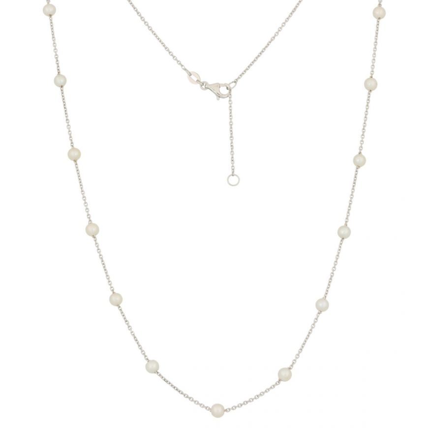 Collana in oro bianco con 17 perle coltivate | Gioiello Italiano