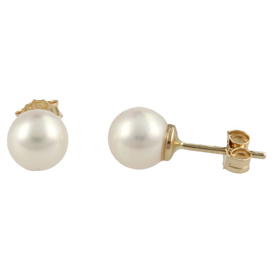 14kt yellow gold earrings with natural pearls | Gioiello Italiano
